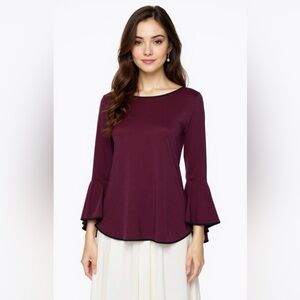 Sam & Jess Elegant Burgundy Bell Sleeve Top